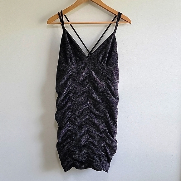 [*3 Items For $20 In Bundle*] Wild Fable Black Dress Metallic Ruching size L - Picture 1 of 8